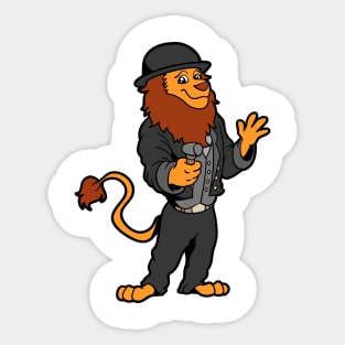 Cartoon lion as carpenter Sticker